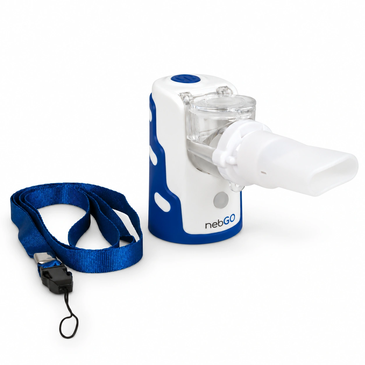 Roscoe nebGO mesh nebulizer with mouthpiece and detached lanyard