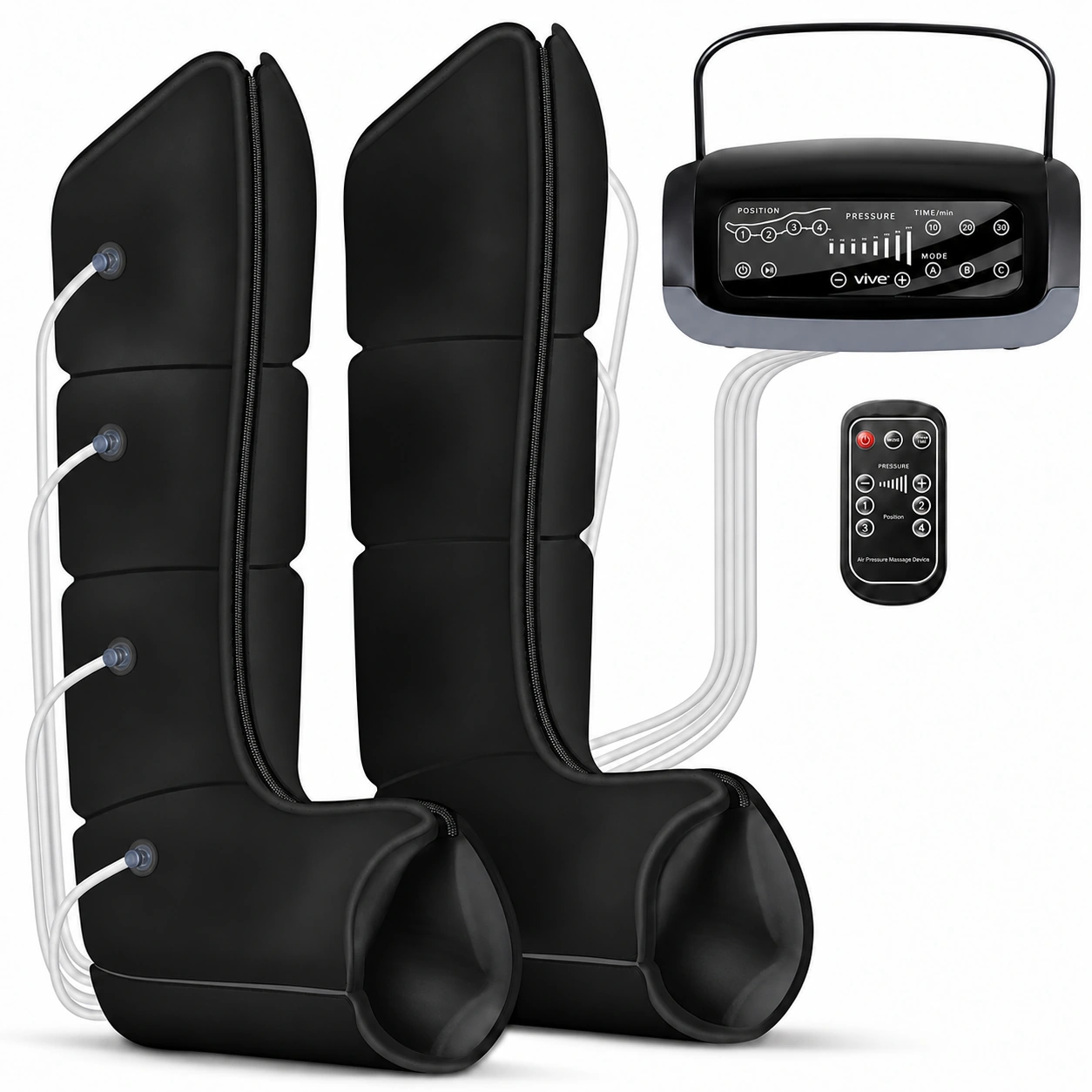 Vive RHB1019 leg-compression system with two boots, controller and remote
